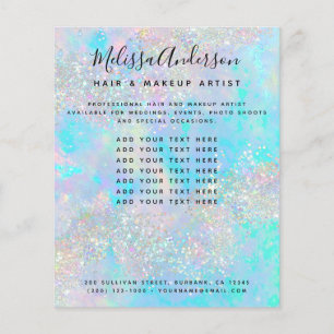 Holographic Glitter Opal Iridescent Business Flyer