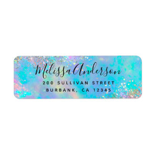 Holographic Glitter Opal Iridescent Return Address