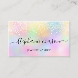 Holographic Glitter Pastel Girly Business Card