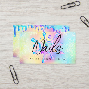 Holographic Glitter Polish Splash Drips Nails Business Card