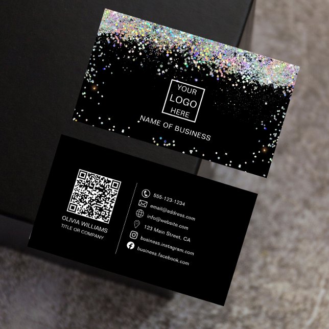 Holographic Glitter QR Code Social Media Icon  Business Card (Creator Uploaded)