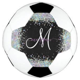Holographic Glitter Rainbow Pastels Monogram Football