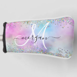 Holographic Glitter Rainbow Pastels Monogram Golf Head Cover
