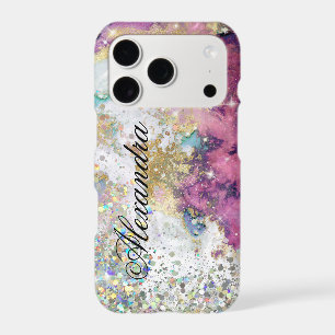 Holographic Glitter Unique Gold Pink Marble