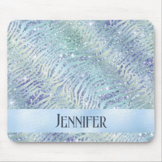 Holographic glitter zebra print mouse mat