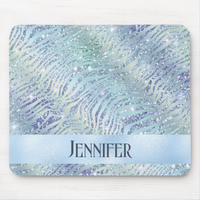 Holographic glitter zebra print mouse mat (Front)