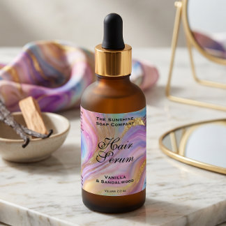 Holographic & Gold Foil Dropper Bottle Label