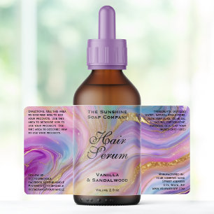 Holographic & Gold Foil Dropper Bottle Label