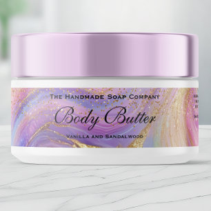 Holographic Gold Glitter Body Butter Jar Label