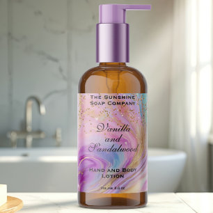 Holographic & Gold Glitter Cosmetics Bottle Label