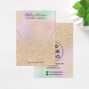 Holographic gold glitter earring necklace display