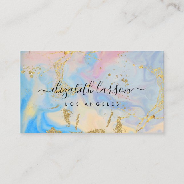 Holographic Gold Glitter Modern Hair Stylish Salon Business Card (Front)