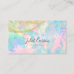 Holographic Gold Glitter Opal Stone Business Card