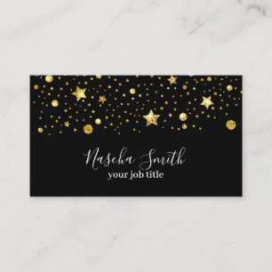 Holographic Gold Glitter Stars Confetti Business Card