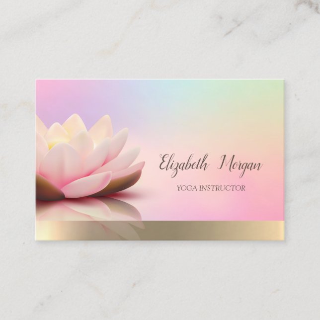Holographic Gold,Lotus, Yoga Business Card (Front)
