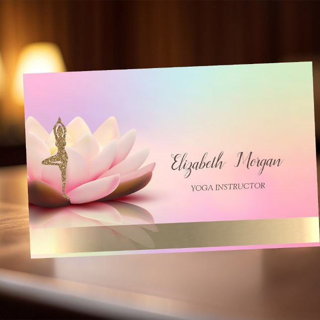 Holographic Gold,Lotus,Yoga Glitter Girl Business Card (Creator Uploaded)