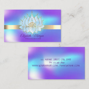 Holographic Gold Stripe,Blue Lotus Business Card