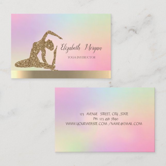 Holographic Gold,Yoga Girl Business Card (Front/Back)