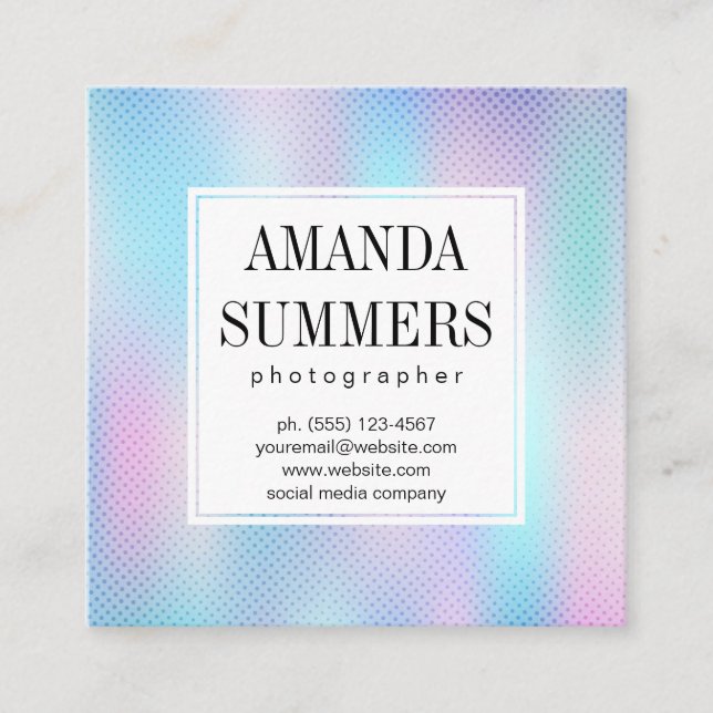 Holographic Gradient Background Square Business Card (Front)