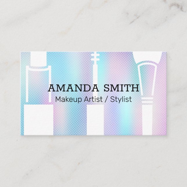 Holographic Gradient | Makeup Accessories Business Card (Front)