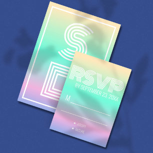 Holographic Gradient Modern Wedding RSVP  