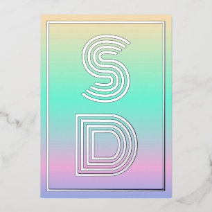 Holographic Gradient Monogram Silver Foil Wedding