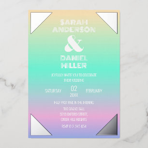 Holographic Gradient Silver Foil Frame Wedding