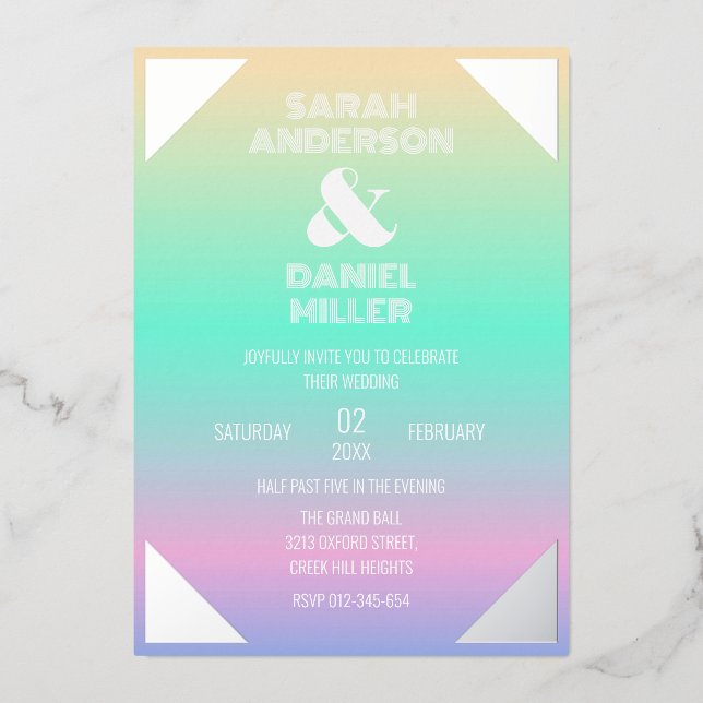 Holographic Gradient Silver Foil Frame Wedding (Front)