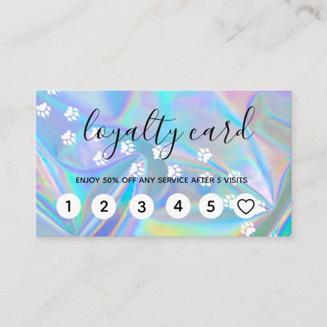 Holographic Grooming Service Loyalty Cards (Front)