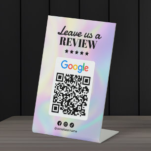 Holographic Hair Salon Google Reviews Qr Code Pedestal Sign