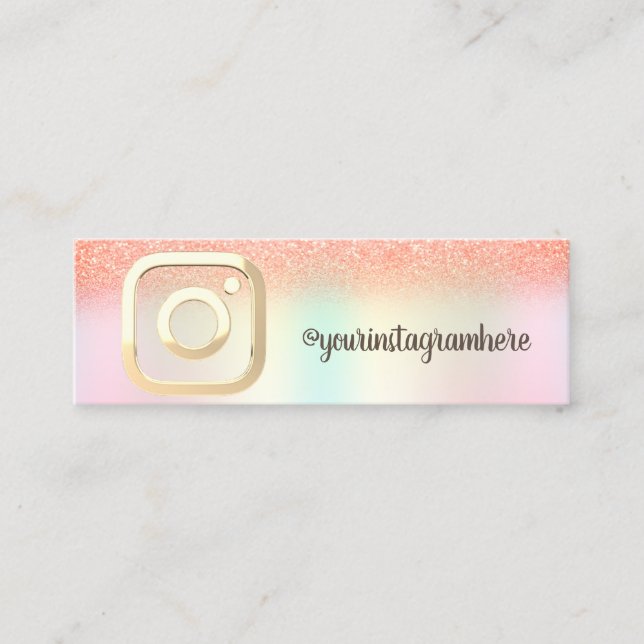 Holographic Iridescent Bokeh Instagram Social Mini Business Card (Front)