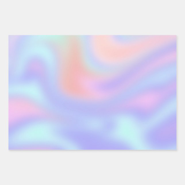 Holographic Iridescent Colourful Pastel Wrapping Paper Sheet (Front)