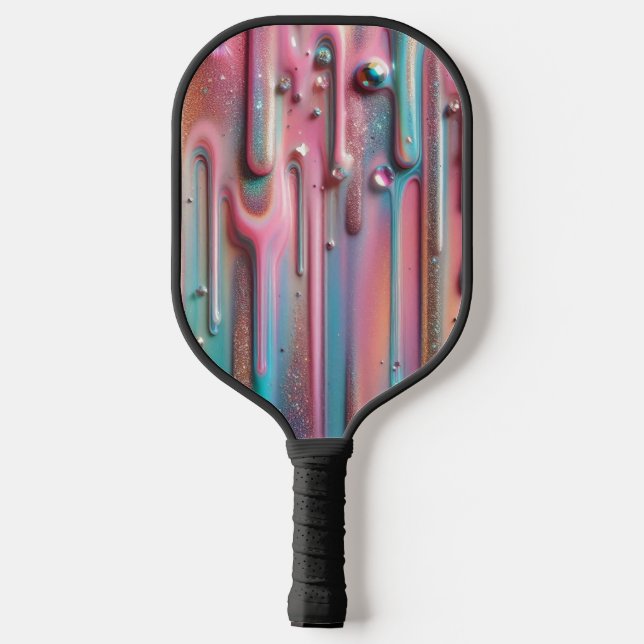 Holographic Iridescent Drip Pickleball Paddle (Back)