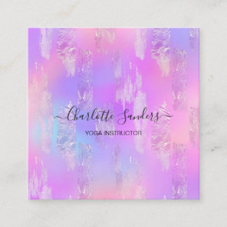 Holographic iridescent gold foil  square business card