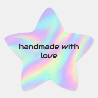 Holographic Iridescent Handmade with Love Boutique Star Sticker