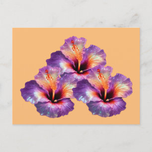 Holographic Iridescent Hibiscus Flowers Postcard