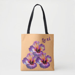 Holographic Iridescent Hibiscus Flowers Tote Bag