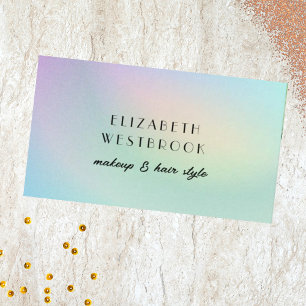 Holographic Iridescent Modern Elegant Hair Salon M Business Card