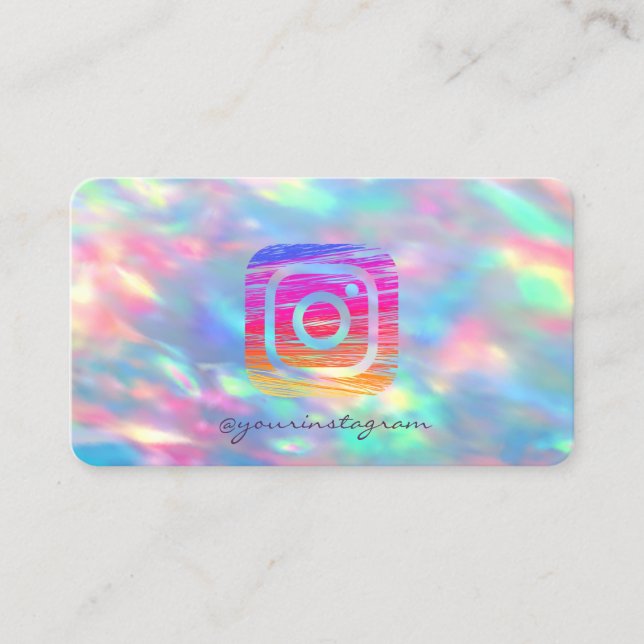Holographic iridescent OpaI nstagram Social Media  Business Card (Front)