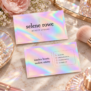 Holographic Iridescent Opal Beauty Makeup Artist Business Card