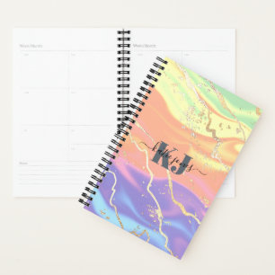 Holographic Iridescent Opal Gemstone Monogram Planner