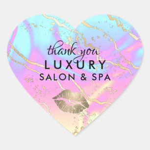 Holographic Iridescent Opal Gemstone Thank You Heart Sticker