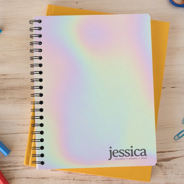 Holographic Iridescent Rounded Modern Typography Notebook (Creator Uploaded)