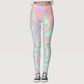 Holographic Iridescent  Trippy Multicolor Fluid Leggings