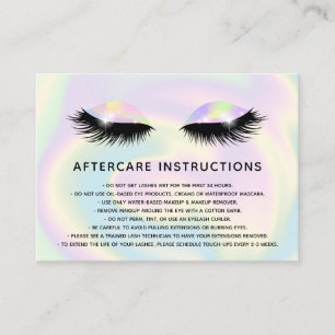 Holographic lashes Beautiful Eye Aftercare Referral Card