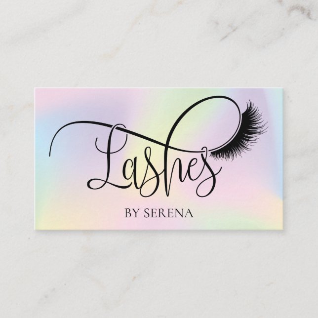 Holographic Lashes Beauty Makeup Artist Holo Foil Business Card (Front)