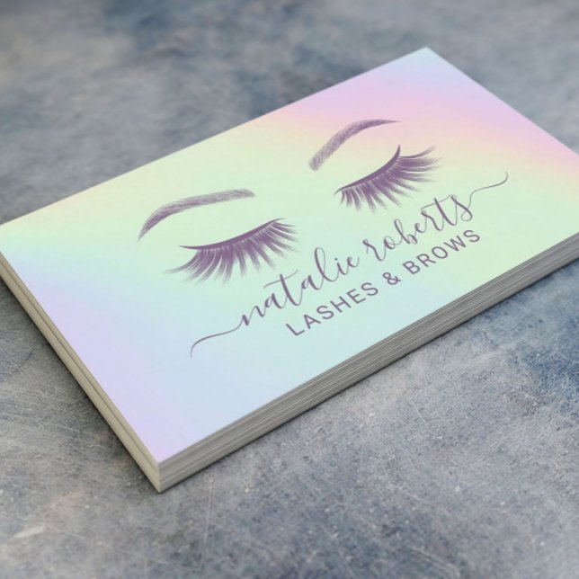 Holographic Lashes & Brows Makeup Artist Salon Business Card (Creator Uploaded)