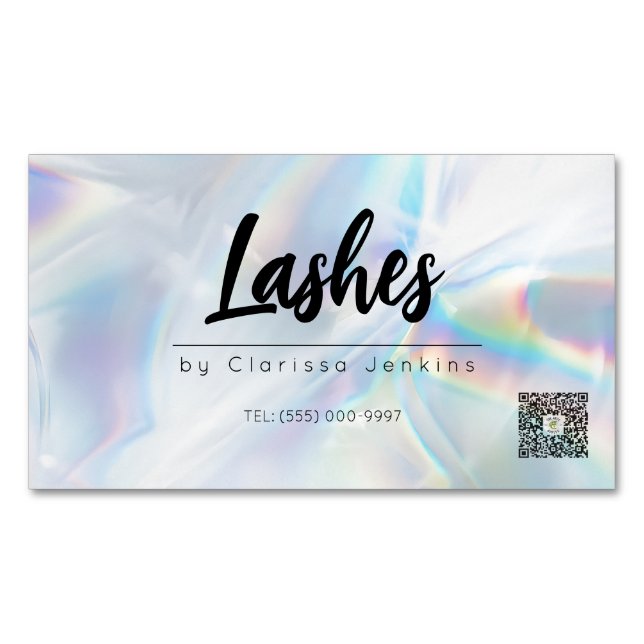 Holographic Lashes Eyelash Extensions makeup Magnetic Business Card (Front)