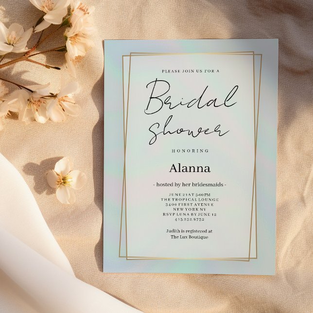 Holographic lavender blue marble Bridal Shower Invitation (Holographic lavender blue marble Bridal Shower)