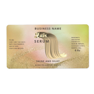 Holographic liquid gold elegant  hair serum label